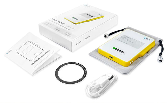 Heltec Meshtastic & LoRa Compatible Magnetic Power Bank with nRF52840 and SX1262 Chips E-Ink Display, Wireless Charging 5000mAh for Outdoor Emergency - MeshPocket Qi2 (Yellow)