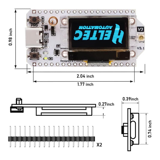Heltec V3 Development Board, LoRa V3 Meshtastic WiFi, LoRa V3 WiFi Bluetooth Dual Core SX1262 CP2102 Chip with 0.96" OLED Display