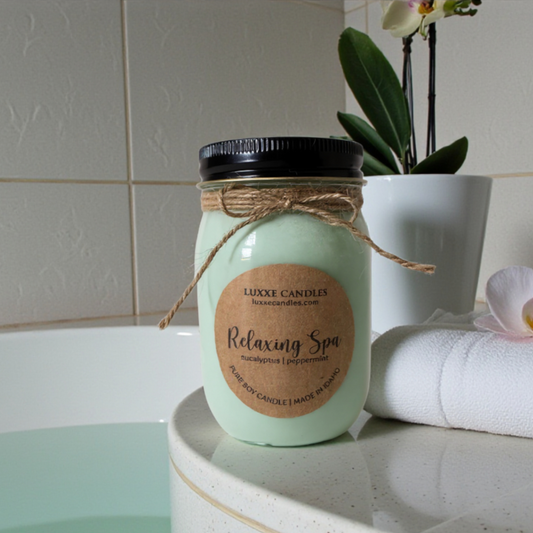 Relaxing Spa Eucalyptus and Mint Candle | Organic Soy Candle